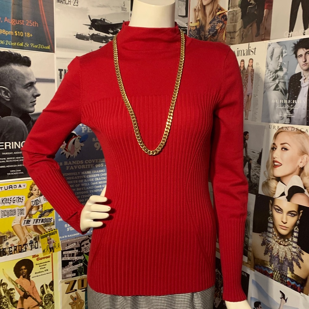 Anne Klein Red Mock Turtleneck Sweater - Sz M